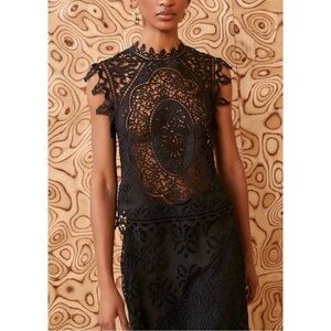 Ulla Johnson Lace Sleeveless Gaia Eyelet Black Top